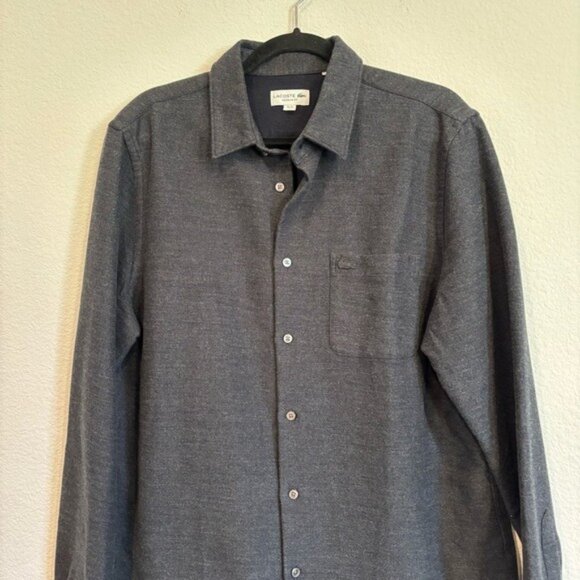Lacoste Mens Size Large Regular Fit Cotton Flannel Shirt - Picture 2 of 8